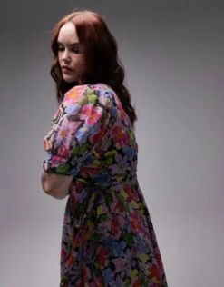 Topshop Curve - Vestito Midi A Portafoglio Con Stampa Floreale Sfumata -Vendite ASOS Maternity || RIVER ISLAND || Monki 204056406 4