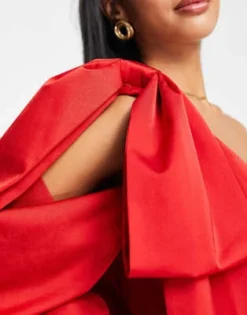 Forever New Petite - Vestito Corto Rosso Drappeggiato Con Fiocco Sulle Spalle -Vendite ASOS Maternity || RIVER ISLAND || Monki 204058853 3