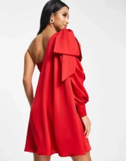 Forever New Petite - Vestito Corto Rosso Drappeggiato Con Fiocco Sulle Spalle -Vendite ASOS Maternity || RIVER ISLAND || Monki 204058853 4