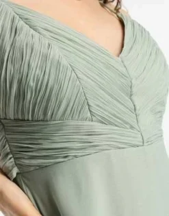 ASOS DESIGN Petite - Vestito Lungo Da Damigella Allacciato In Vita Con Spalline Sottili E Corpino Arricciato Verde Oliva -Vendite ASOS Maternity || RIVER ISLAND || Monki 204071422 3