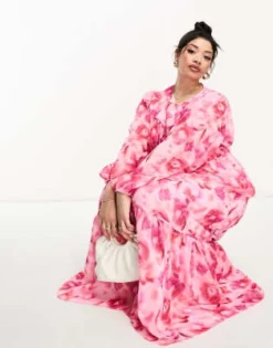 ASOS DESIGN Curve - Vestito Lungo A Fiori Con Coulisse In Vita -Vendite ASOS Maternity || RIVER ISLAND || Monki 204088573 4