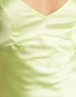 ASOS DESIGN Tall - Vestito Sottoveste Midi Ad Apice Alto In Raso Martellato Color Lime -Vendite ASOS Maternity || RIVER ISLAND || Monki 204091484 3