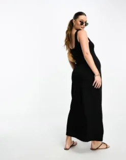 ASOS Maternity ASOS DESIGN Maternity - Vestito Midi Senza Maniche Nero Con Bottoni E Laccetti -Vendite ASOS Maternity || RIVER ISLAND || Monki 204093641 4