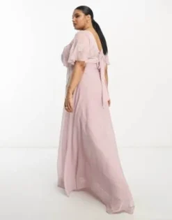 ASOS DESIGN Curve - Vestito Lungo Da Damigella Con Maniche A Pipistrello Rosa Con Fiori Applicati -Vendite ASOS Maternity || RIVER ISLAND || Monki 204099377 3