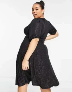 Yours - Vestito Corto Nero Glitterato Con Nodo Sul Davanti -Vendite ASOS Maternity || RIVER ISLAND || Monki 204104275 3