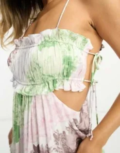 ASOS DESIGN - Vestito Midi Con Stampa A Fiori Arricciato Sul Busto, Con Lacci E Cut-out -Vendite ASOS Maternity || RIVER ISLAND || Monki 204117166 3