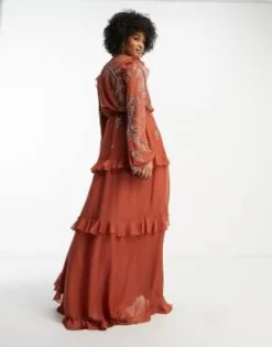 ASOS DESIGN Tall - Vestito Midi Morbido Color Ruggine A Fiori Con Bottoni -Vendite ASOS Maternity || RIVER ISLAND || Monki 204117216 3