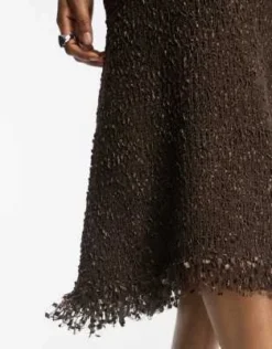 COLLUSION - Vestito Midi In Maglia Marrone Cioccolato Con Frange -Vendite ASOS Maternity || RIVER ISLAND || Monki 204123241 4