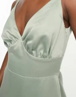 Maya - Vestito Midi Da Damigella In Raso Verde Salvia Con Spacco -Vendite ASOS Maternity || RIVER ISLAND || Monki 204150019 3