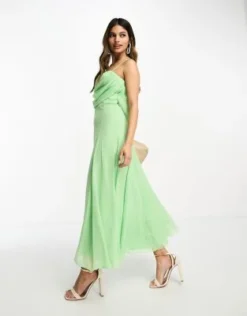 ASOS DESIGN - Vestito Midi Con Corsetto E Scollo Ad Anello Morbido Verde