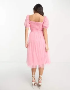 Anaya Petite - Vestito Midi Rosa Con Cut-out E Maniche A Sbuffo -Vendite ASOS Maternity || RIVER ISLAND || Monki 204167084 4