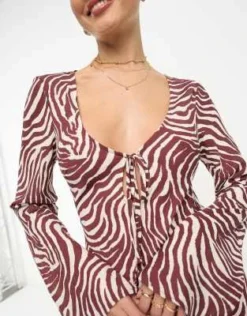 ASOS DESIGN - Vestito Midi A Maniche Lunghe Allacciato Sul Davanti Con Stampa Zebrata -Vendite ASOS Maternity || RIVER ISLAND || Monki 204175564 3