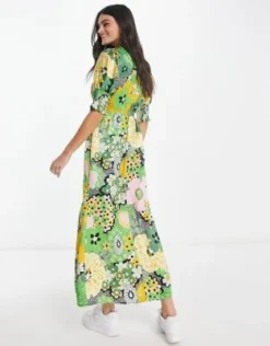 ASOS DESIGN - Vestito Da Giorno Midi In Raso A Fiori Con Allacciatura Sul Davanti E Polsini Arricciati -Vendite ASOS Maternity || RIVER ISLAND || Monki 204175696 3