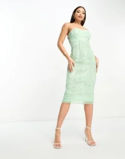 ASOS DESIGN Tall - Vestito Midi A Fascia Color Menta Con Paillettes -Vendite ASOS Maternity || RIVER ISLAND || Monki 204181065 3