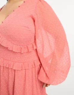 ASOS DESIGN Curve - Vestito Corto Rosa Intenso Plumetis Con Bottoni E Pinces -Vendite ASOS Maternity || RIVER ISLAND || Monki 204189068 4