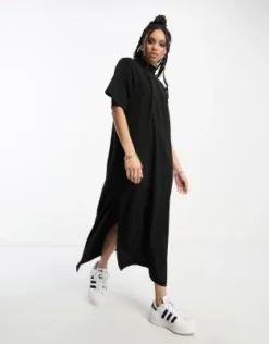 ASOS DESIGN - Vestito Midi A Colonna Accollato Nero Oversize -Vendite ASOS Maternity || RIVER ISLAND || Monki 204190707 4