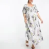 ASOS Maternity ASOS DESIGN Maternity - Vestito Midi In Cotone Arricciato Con Stampa A Fiori