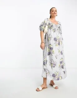 ASOS Maternity ASOS DESIGN Maternity - Vestito Midi In Cotone Arricciato Con Stampa A Fiori -Vendite ASOS Maternity || RIVER ISLAND || Monki 204197051 4
