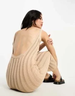 ASOS DESIGN - Vestito Midi Color Pietra In Maglia Spessa Scollato Sul Retro -Vendite ASOS Maternity || RIVER ISLAND || Monki 204197632 4