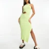 ASOS DESIGN - Vestito Midi In Maglia Lime Con Cut-out