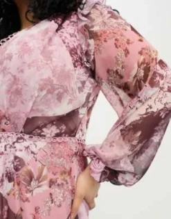 ASOS DESIGN Curve - Vestito Corto A Maniche Lunghe Con Finiture A Cerchietto E Stampa A Fiori Patchwork -Vendite ASOS Maternity || RIVER ISLAND || Monki 204202641 3