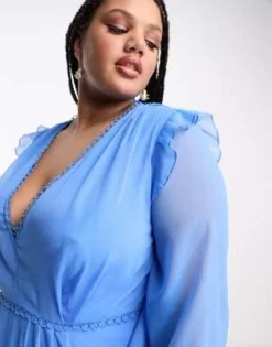 ASOS DESIGN Curve - Vestito Corto Blu A Maniche Lunghe Con Finiture Circolari -Vendite ASOS Maternity || RIVER ISLAND || Monki 204202791 3