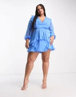 ASOS DESIGN Curve - Vestito Corto Blu A Maniche Lunghe Con Finiture Circolari -Vendite ASOS Maternity || RIVER ISLAND || Monki 204202791 4