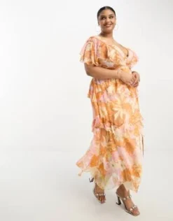 ASOS DESIGN Curve - Vestito Midi A Balze A Fiori Estivi Con Inserti In Pizzo E Apertura Sul Retro -Vendite ASOS Maternity || RIVER ISLAND || Monki 204202821 4