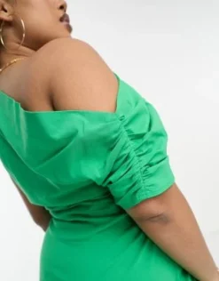 ASOS DESIGN Curve - Vestito Midi In Bengalina Verde Acceso Drappeggiato Asimmetrico -Vendite ASOS Maternity || RIVER ISLAND || Monki 204203216 3