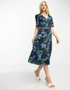 Nobody's Child - Alexa - Vestito Midi Blu A Fiori -Vendite ASOS Maternity || RIVER ISLAND || Monki 204237130 4