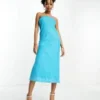 ASOS DESIGN - Vestito Midi A Fascia In Paillettes Turchesi