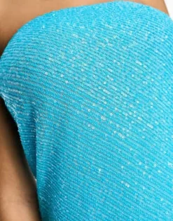 ASOS DESIGN - Vestito Midi A Fascia In Paillettes Turchesi -Vendite ASOS Maternity || RIVER ISLAND || Monki 204237579 3