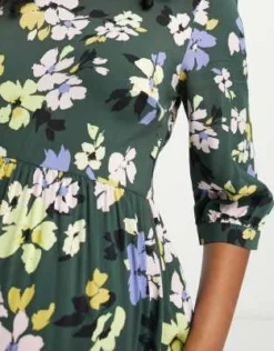Nobody's Child Maternity - Rachel - Vestito Midi Verde A Fiori Con Maniche A Sbuffo -Vendite ASOS Maternity || RIVER ISLAND || Monki 204239992 3