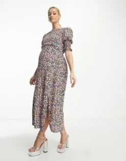 Nobody's Child Maternity - Luna - Vestito Midi Con Maniche A Sbuffo A Fiori -Vendite ASOS Maternity || RIVER ISLAND || Monki 204239993 4