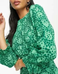 Nobody's Child Petite - Selena - Vestito Midi A Maniche Lunghe Verde A Fiori -Vendite ASOS Maternity || RIVER ISLAND || Monki 204241088 4