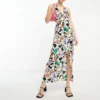 ASOS DESIGN Tall - Vestito Midi Allacciato Al Collo Con Cut-out E Stampa Colorata