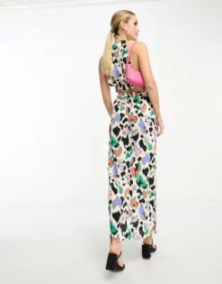 ASOS DESIGN Tall - Vestito Midi Allacciato Al Collo Con Cut-out E Stampa Colorata -Vendite ASOS Maternity || RIVER ISLAND || Monki 204247752 3