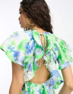 ASOS DESIGN Petite - Vestito Avvolgente Lungo In Raso Bianco Con Stampa A Fiori E Volant -Vendite ASOS Maternity || RIVER ISLAND || Monki 204249654 4