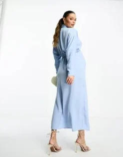 ASOS Maternity ASOS DESIGN Maternity - Vestito Midi Blu Pallido Con Scollo Profondo E Maniche Ad Ali Di Pipistrello -Vendite ASOS Maternity || RIVER ISLAND || Monki 204252723 4