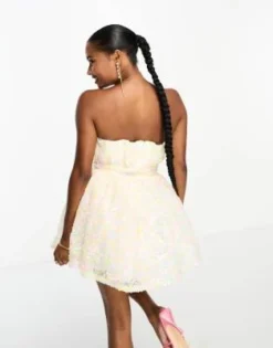 Esclusiva Collective The Label Petite - Vestito Corto A Fascia Decorato Con Paillettes In Tonalità Pastello -Vendite ASOS Maternity || RIVER ISLAND || Monki 204259205 4