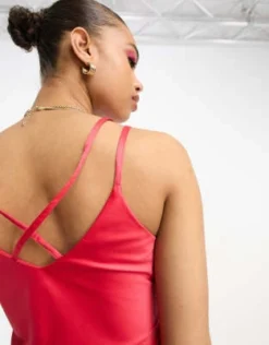 River Island - Vestito Midi In Raso Rosso Con Scollo Ad Anello E Incrocio Sul Retro -Vendite ASOS Maternity || RIVER ISLAND || Monki 204260428 3