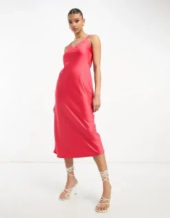 River Island - Vestito Midi In Raso Rosso Con Scollo Ad Anello E Incrocio Sul Retro -Vendite ASOS Maternity || RIVER ISLAND || Monki 204260428 4