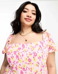 Collective The Label Curve - Vestito Midi A Balze Rosa A Fiori -Vendite ASOS Maternity || RIVER ISLAND || Monki 204262784 4