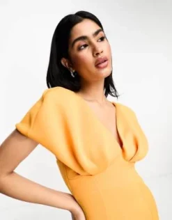 ASOS DESIGN - Vestito Longuette Arancione Calendula Con Spalle Scivolate E Scollo Profondo -Vendite ASOS Maternity || RIVER ISLAND || Monki 204266338 3