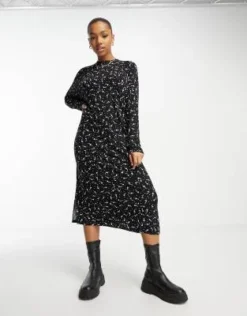 Monki - Vestito Midi In Jersey Nero A Fiori Piccoli -Vendite ASOS Maternity || RIVER ISLAND || Monki 204275320 4