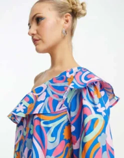 Native Youth - Vestito Monospalla Con Gonna Al Polpaccio Blu Multicolore Con Stampa -Vendite ASOS Maternity || RIVER ISLAND || Monki 204278161 3