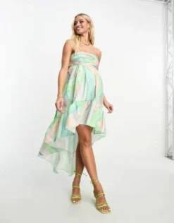 ASOS Maternity ASOS DESIGN Maternity - Vestito Midi A Fascia Arricciato Con Fondo Asimmetrico In Cotone Con Stampa Astratta -Vendite ASOS Maternity || RIVER ISLAND || Monki 204282972 4