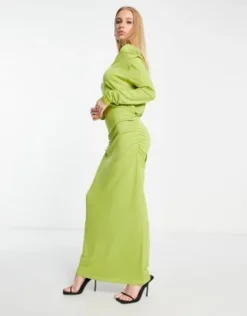 & Other Stories - Vestito Midi Lime In Jersey Con Drappeggio -Vendite ASOS Maternity || RIVER ISLAND || Monki 204299967 4
