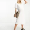 Mamalicious Maternity - Vestito Midi Bianco Con Scollo A V