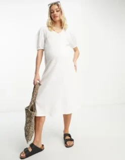Mamalicious Maternity - Vestito Midi Bianco Con Scollo A V -Vendite ASOS Maternity || RIVER ISLAND || Monki 204300847 4